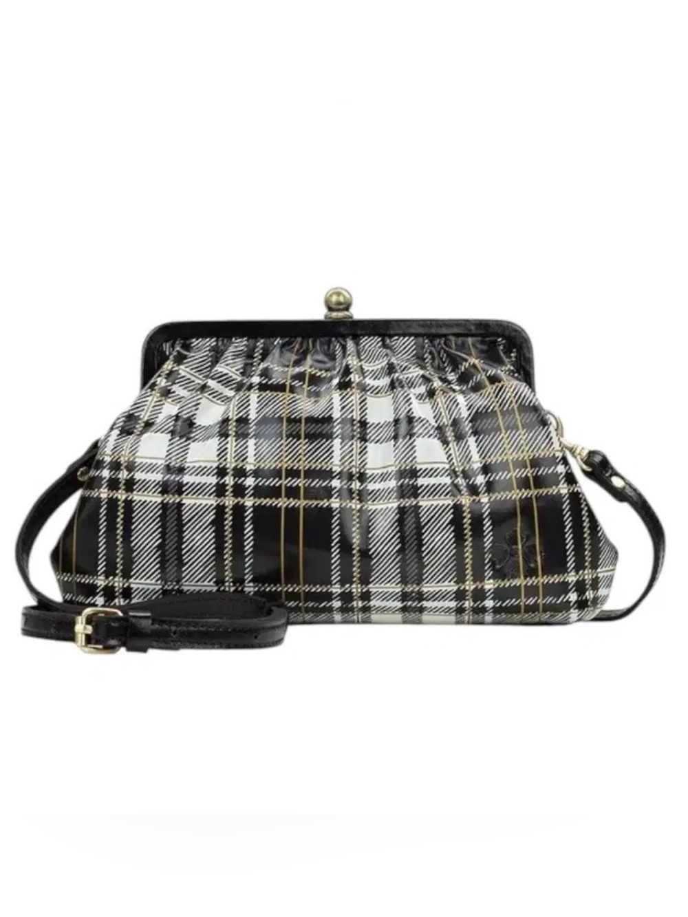 Black & White Plaid Crossbody Clutch